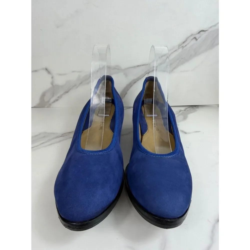 Robert Zur Blue Nubuck Wedge Shoes Slip On Comfort Flats Size 8.5-9